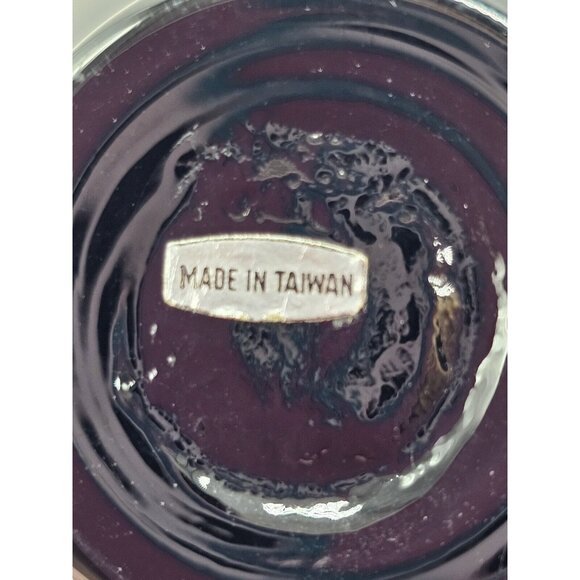 Vintage Black Glass 8" Bud Vase With Handpainted Flowers Floral Design Boho - Picture 5 of 7